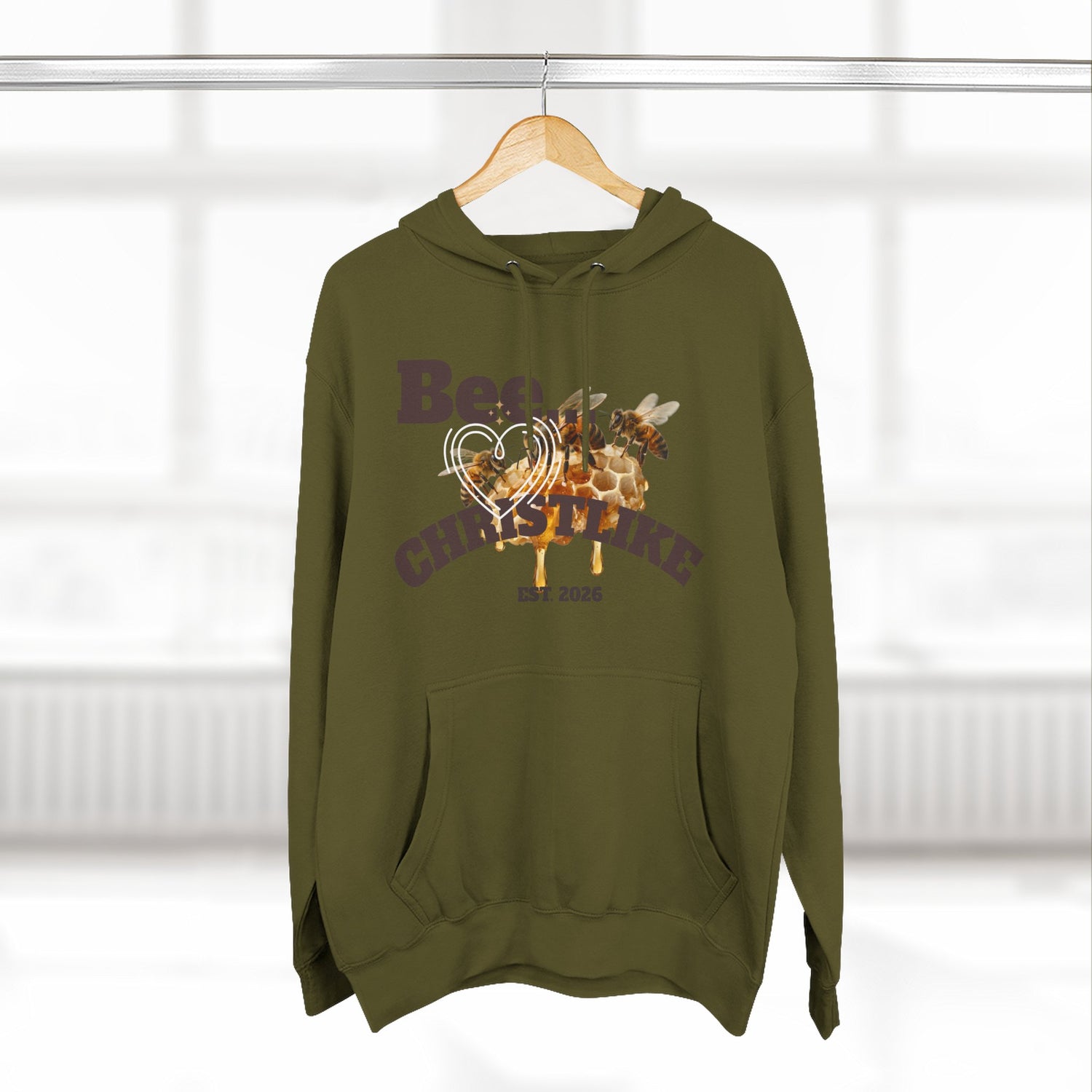 "Be Christlike" Honeybee Graphic Pullover Hoodie — Unisex Fleece Sweatshirt
