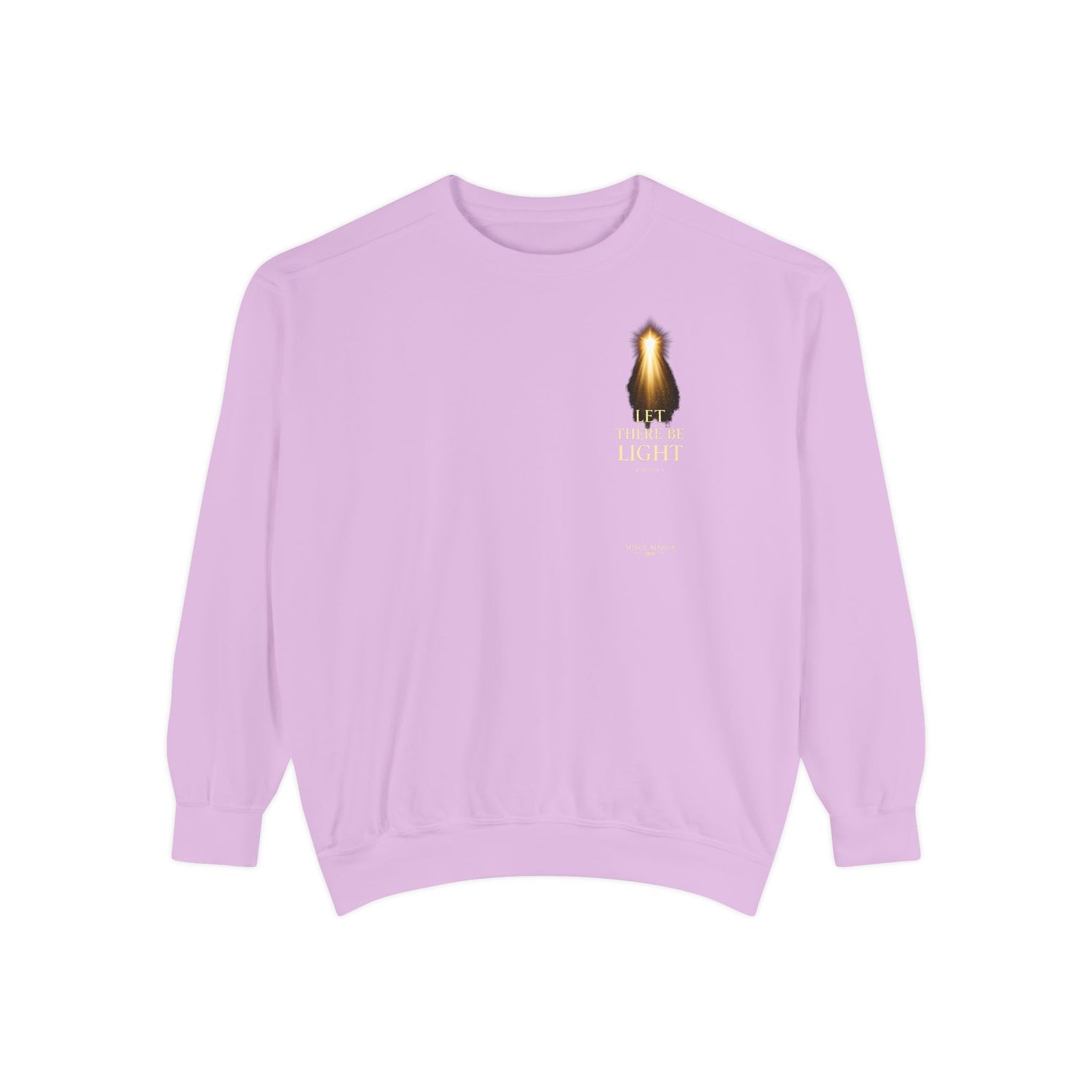 "Let There Be Light" Genesis 1:3 Graphic Crewneck Sweatshirt — Unisex Cozy Fleece Pullover