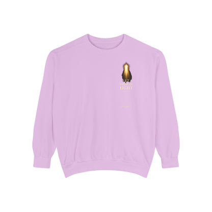 "Let There Be Light" Genesis 1:3 Graphic Crewneck Sweatshirt — Unisex Cozy Fleece Pullover