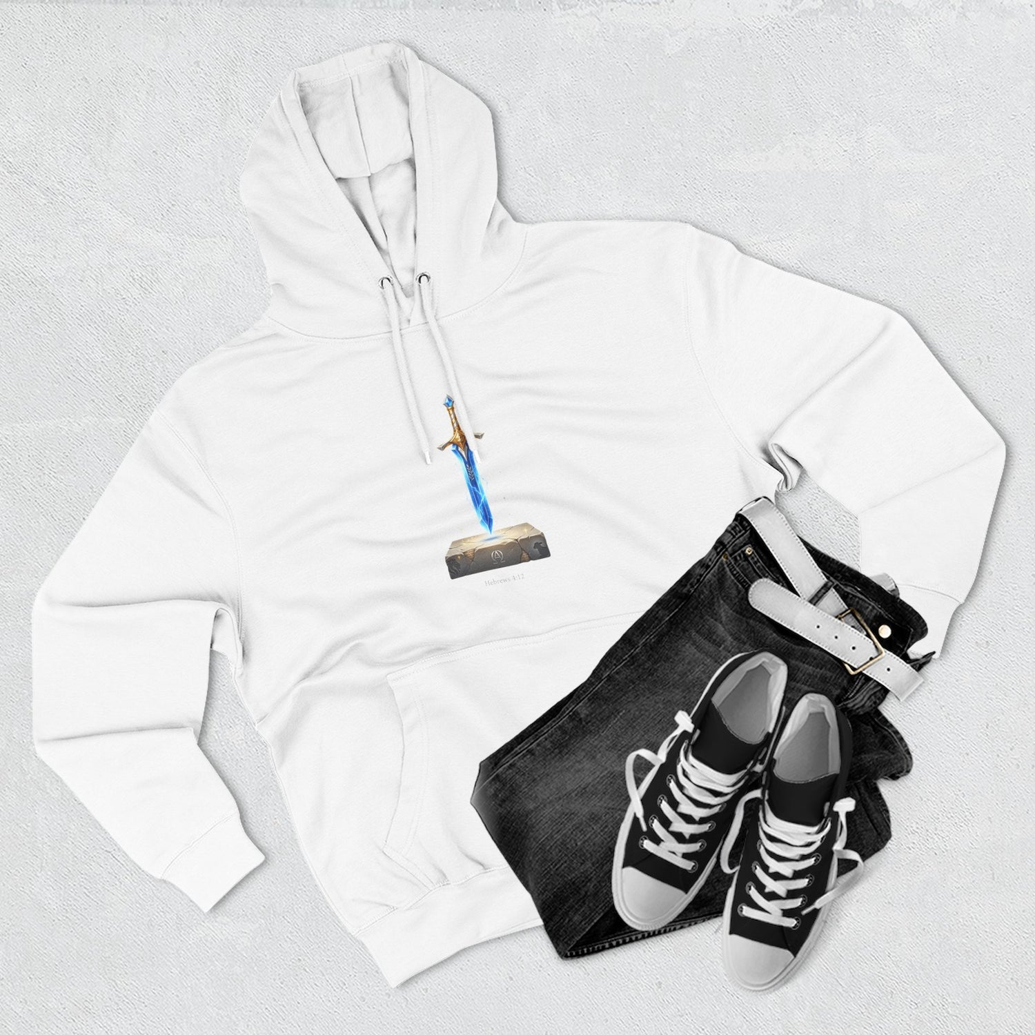 "Hebrews 4:12" Sword Graphic Pullover Hoodie — Unisex Fleece Sweatshirt