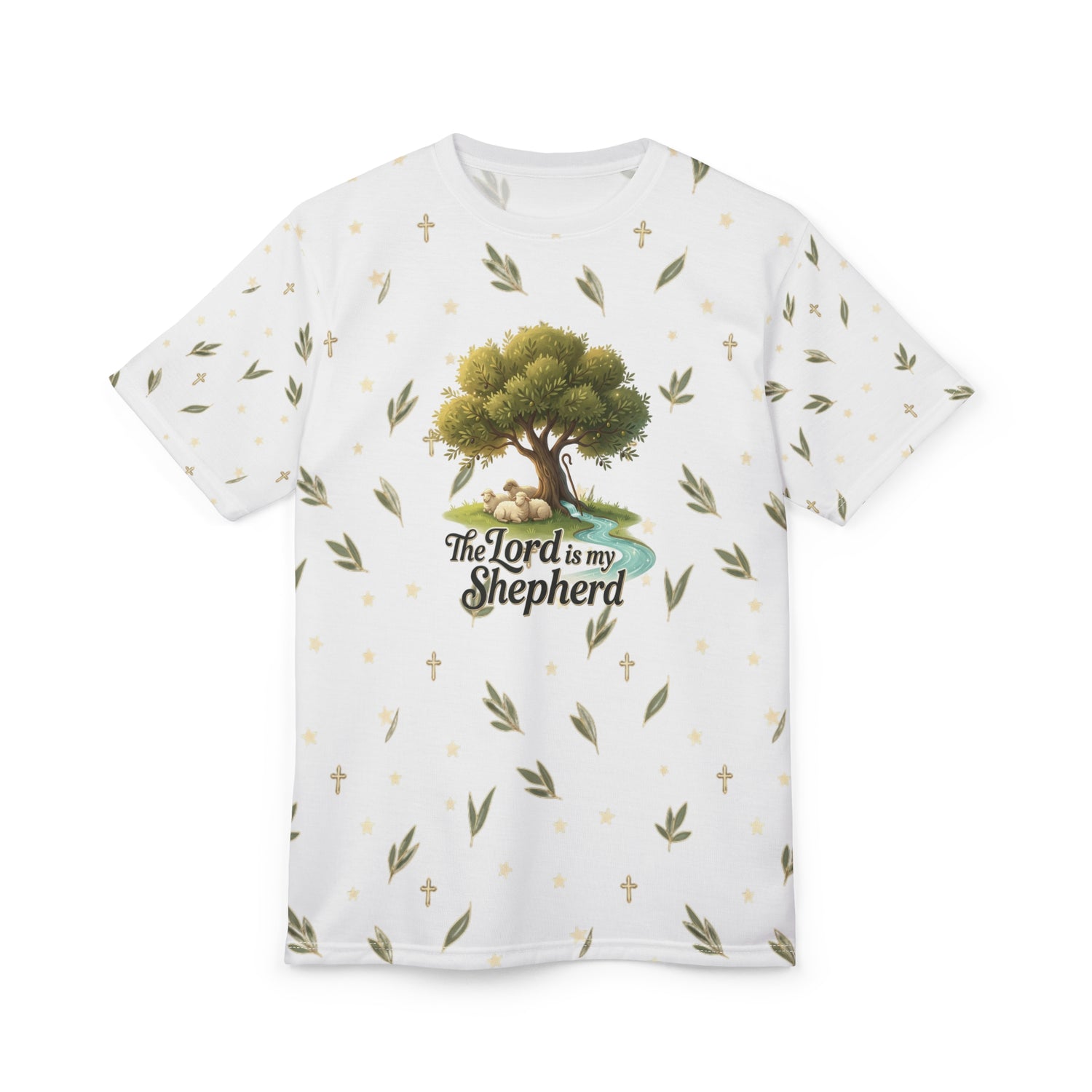 "The Lord Is My Shepherd" Tree All-Over Print Tee — Unisex Graphic T-Shirt
