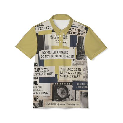 "Do Not Be Afraid" Scripture Collage Graphic Polo Shirt — Unisex
