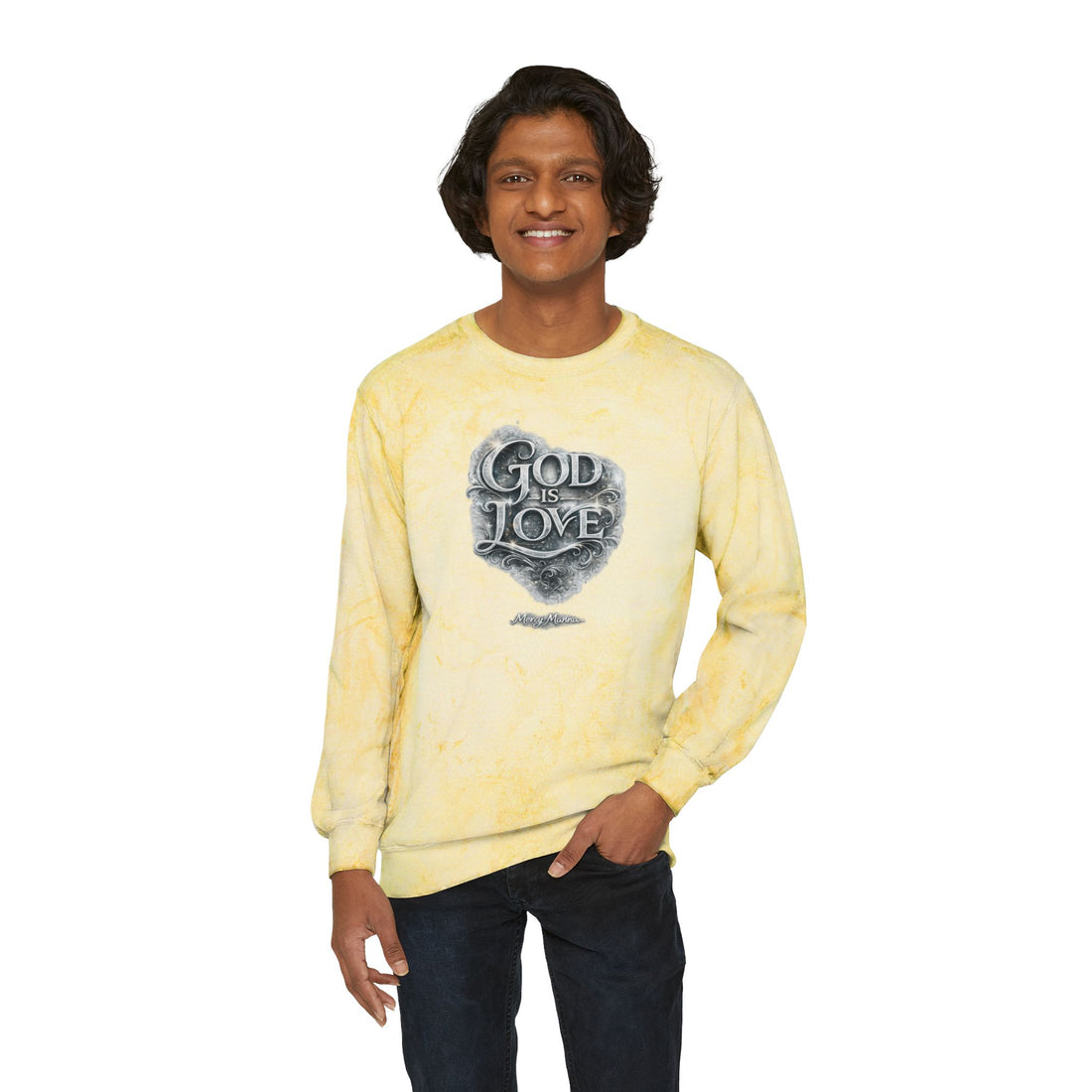 "God Is Love" Tie-Dye Crewneck Sweatshirt — Unisex Graphic Pullover
