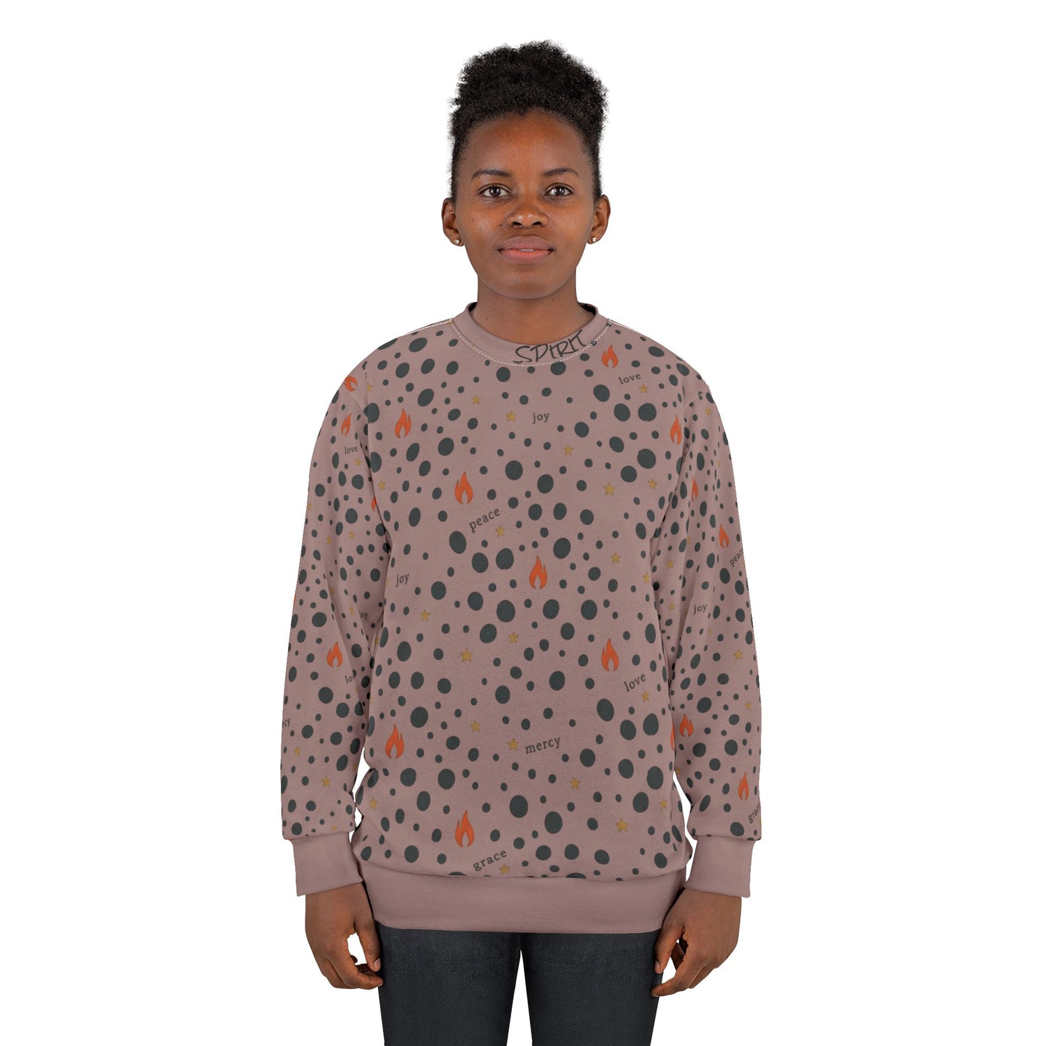 Fruit of the Spirit Polka Dot Graphic Crewneck Sweatshirt — Unisex Cozy Pullover