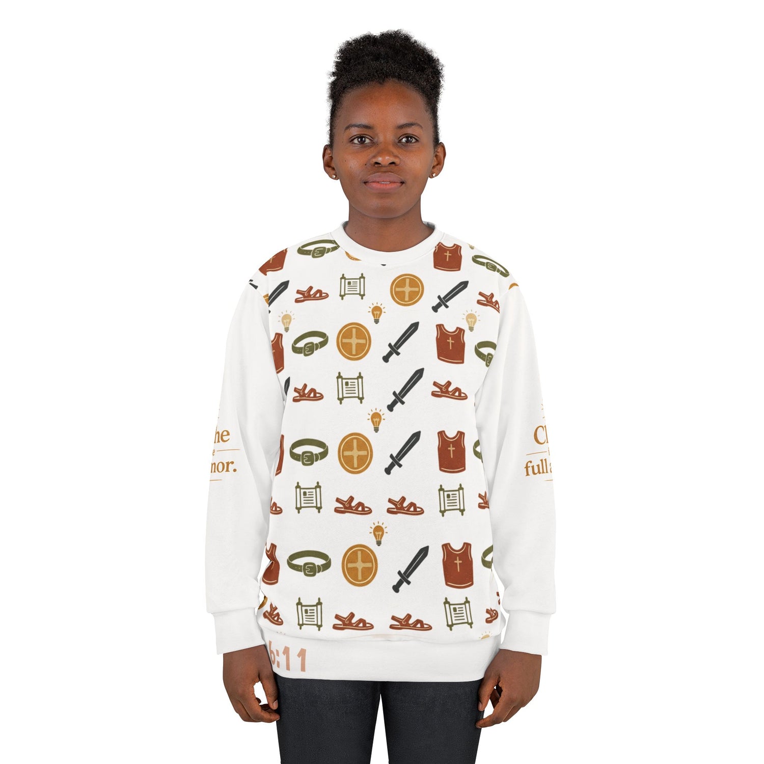 Armor &amp; Shield All-Over Print Crewneck Sweatshirt — Unisex Graphic Pullover