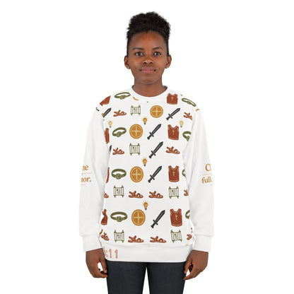 Armor &amp; Shield All-Over Print Crewneck Sweatshirt — Unisex Graphic Pullover