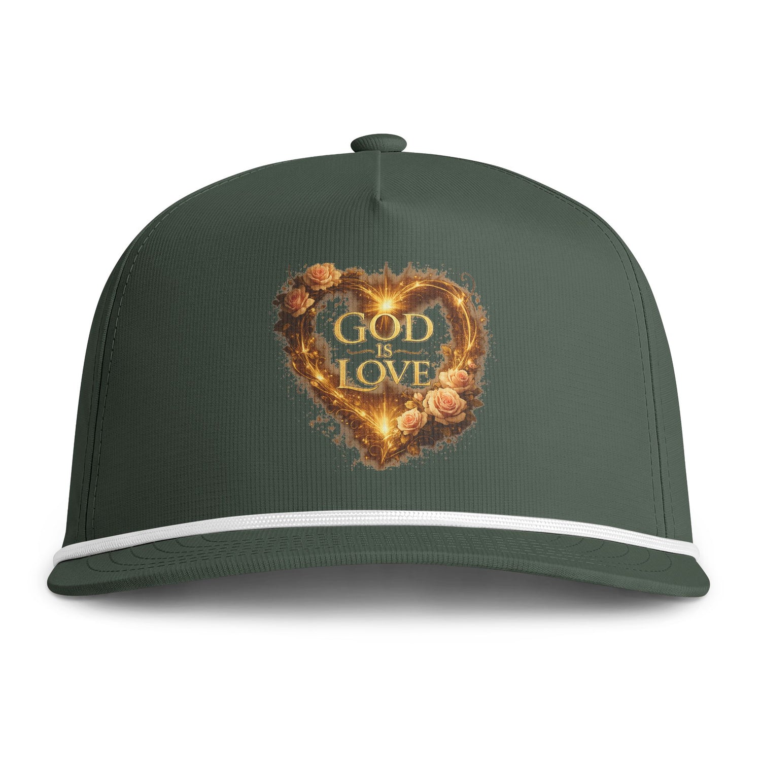 "God Is Love" Heart Rope Embroidered Baseball Cap — Adjustable Dad Hat for Men &amp; Women