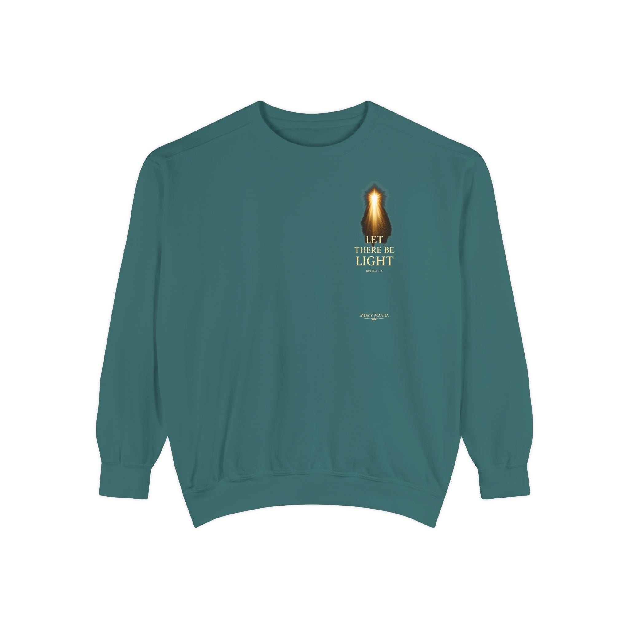 Christian Crewneck Sweatshirt — "Let There Be Light" Cozy Religious Light Figurine Sweatshirt