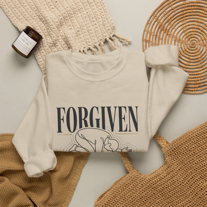 "Forgiven" Heavy Blend Crewneck Sweatshirt — Unisex Graphic Pullover