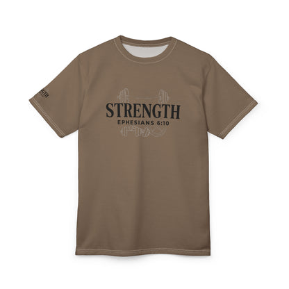Ephesians 6:10 All-Over Print Tee — Be Strong in the Lord