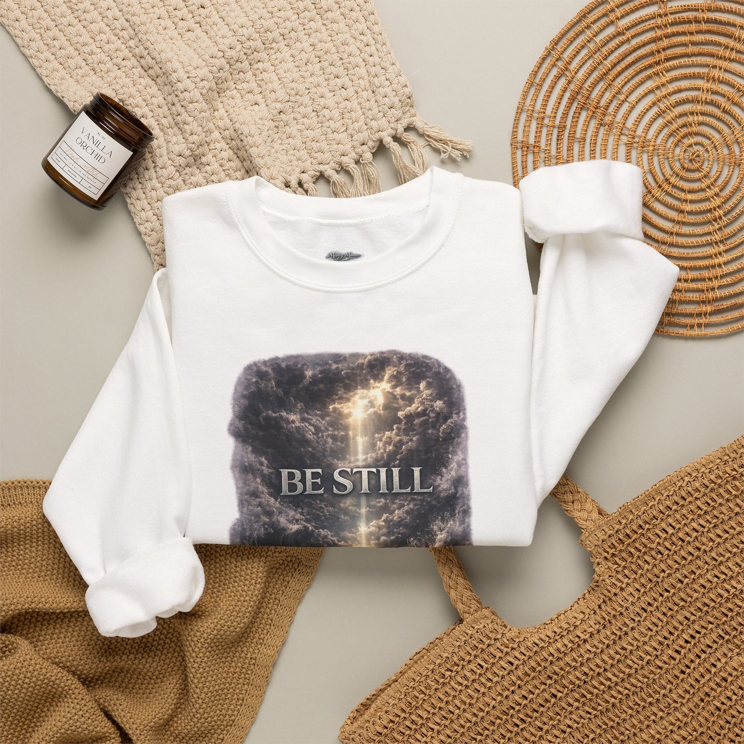 "Be Still" Graphic Crewneck Sweatshirt — Unisex Fleece Pullover