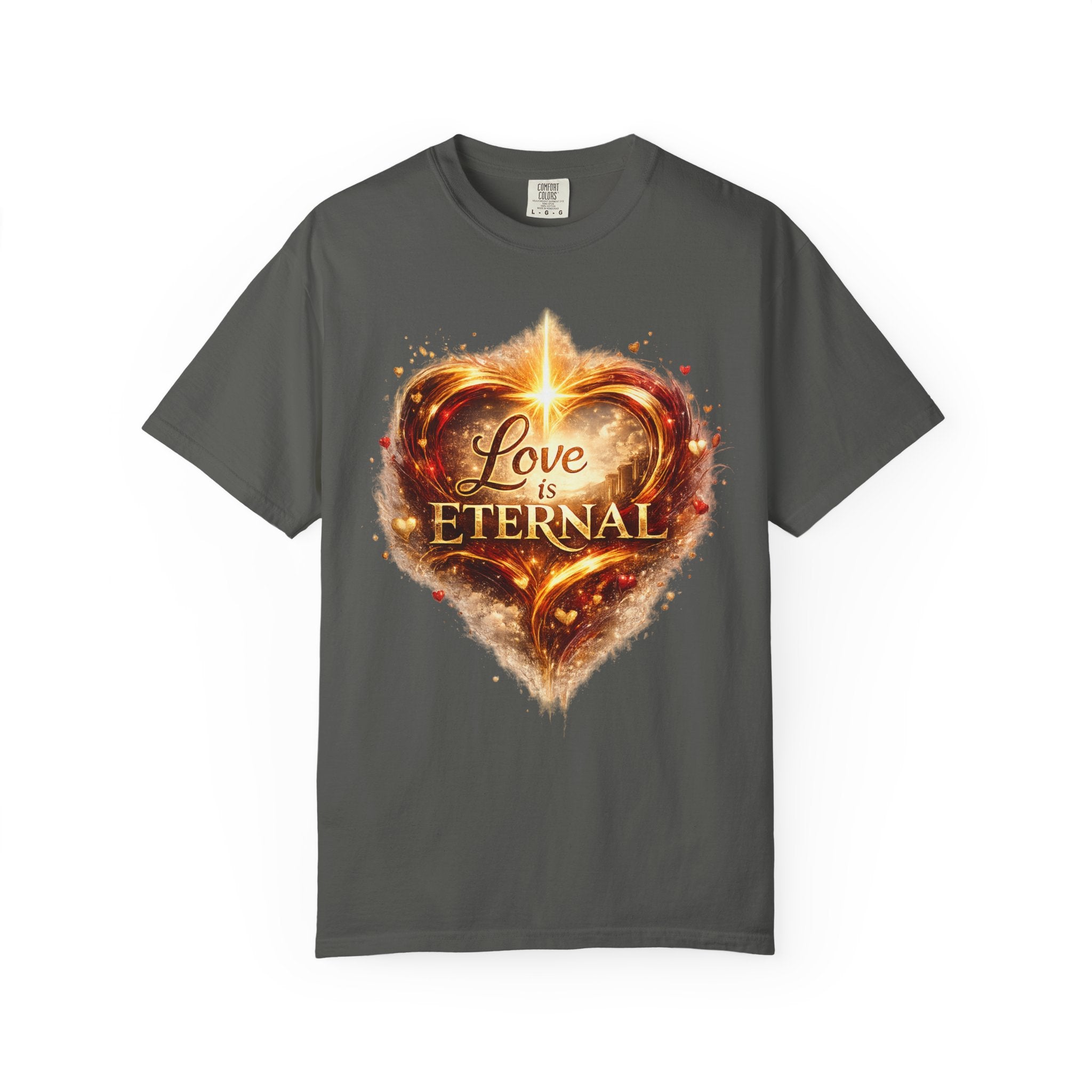 Love Is Eternal Heart T-Shirt — 1 Corinthians 13 Agape Faith-Inspired Tee