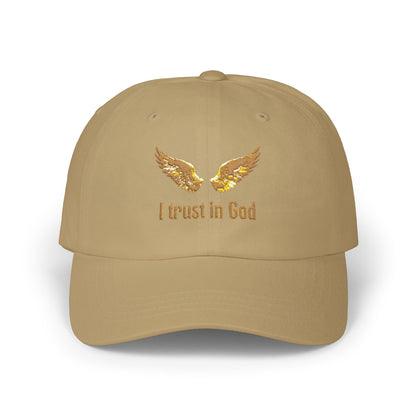 "I Trust in God" Gold Wing Embroidered Dad Cap — Adjustable Hat
