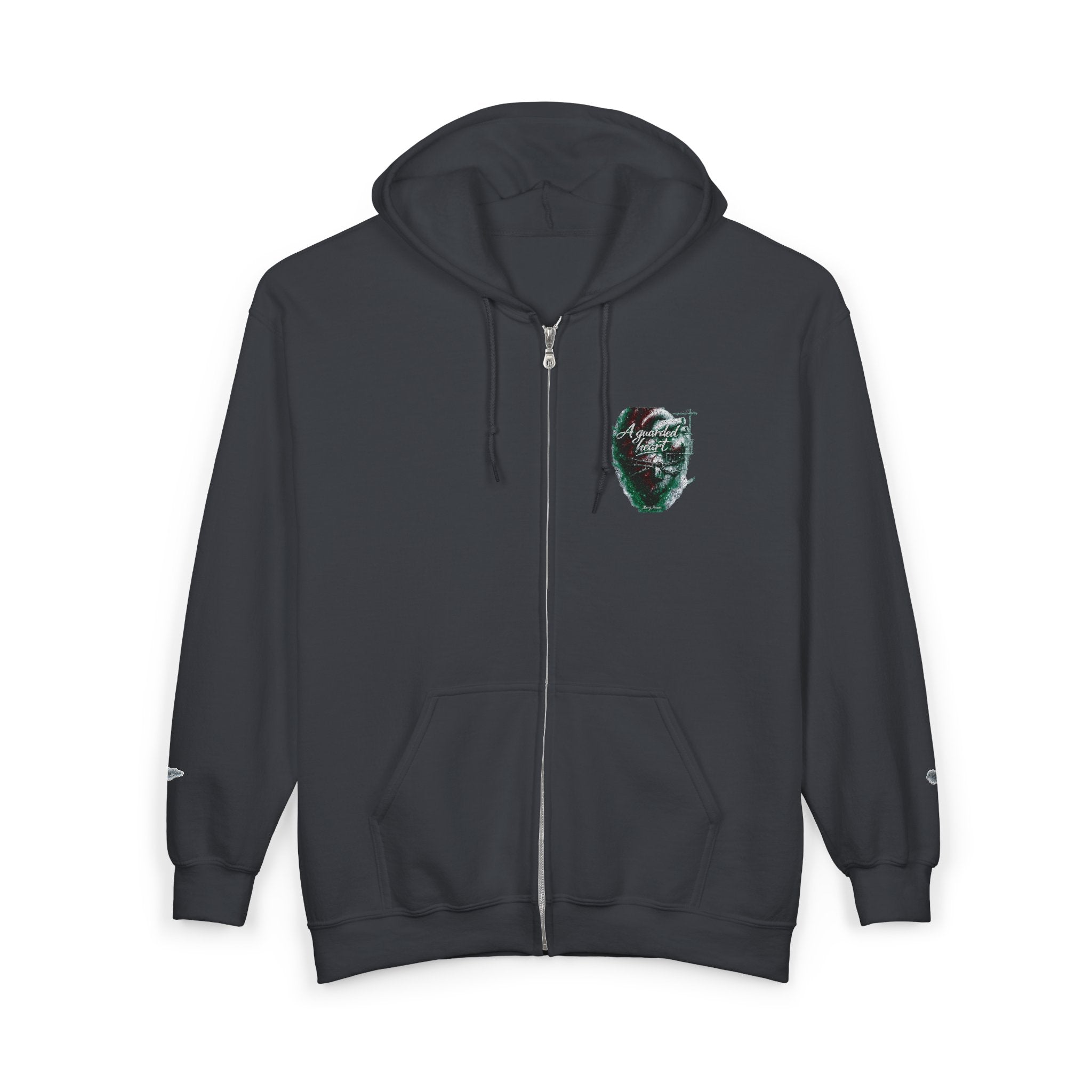 Christian Zip Hoodie — "A Guarded Heart" Abstract Faith Streetwear Jacket