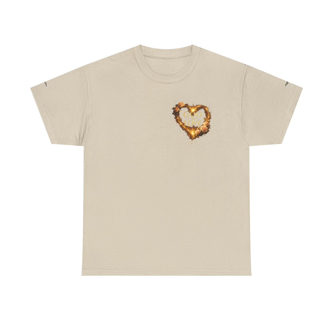 "God Is Love" Vintage Flaming Heart Graphic Tee — Unisex Cotton T-Shirt