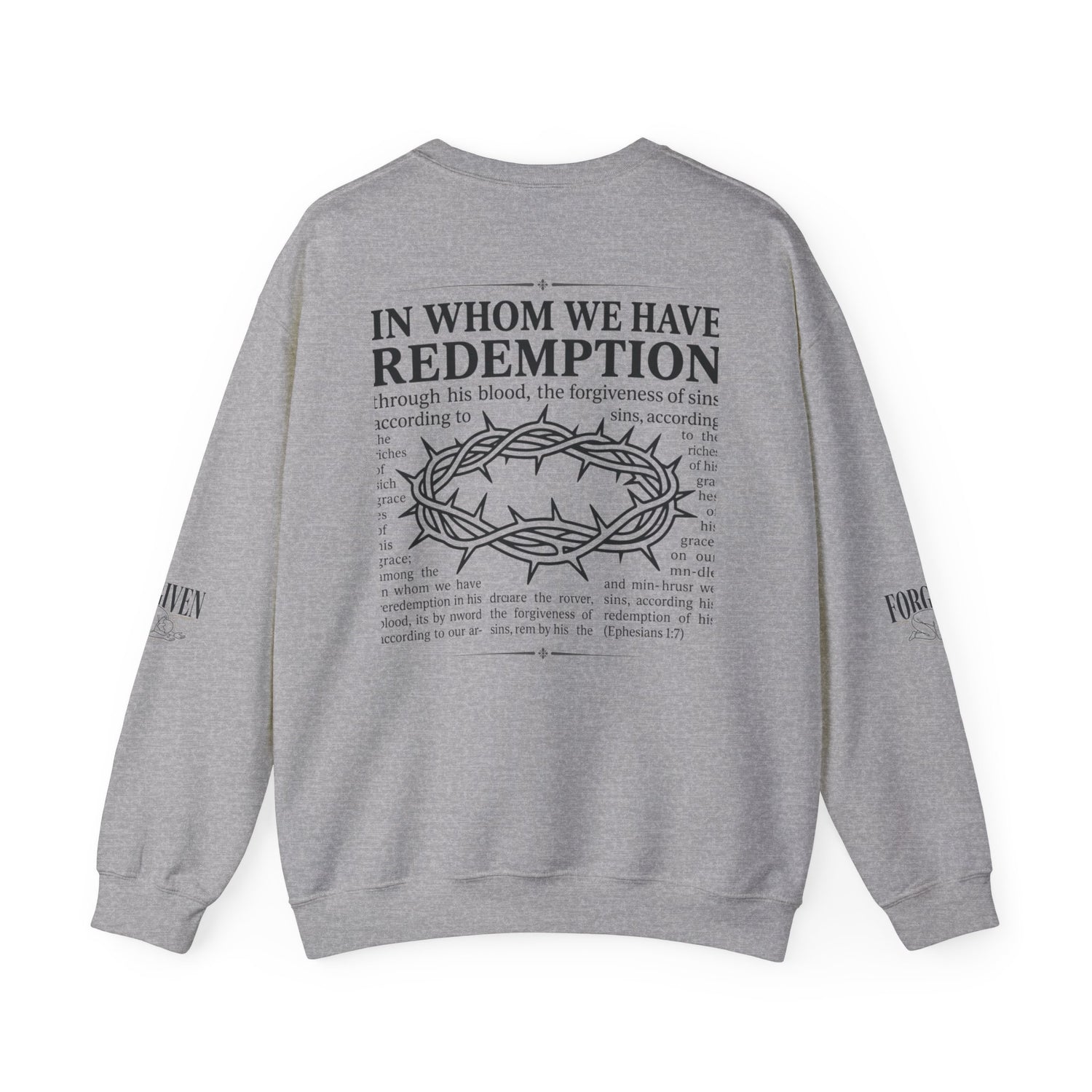 "Forgiven" Heavy Blend Crewneck Sweatshirt — Unisex Graphic Pullover