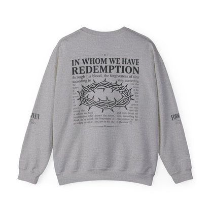 "Forgiven" Heavy Blend Crewneck Sweatshirt — Unisex Graphic Pullover