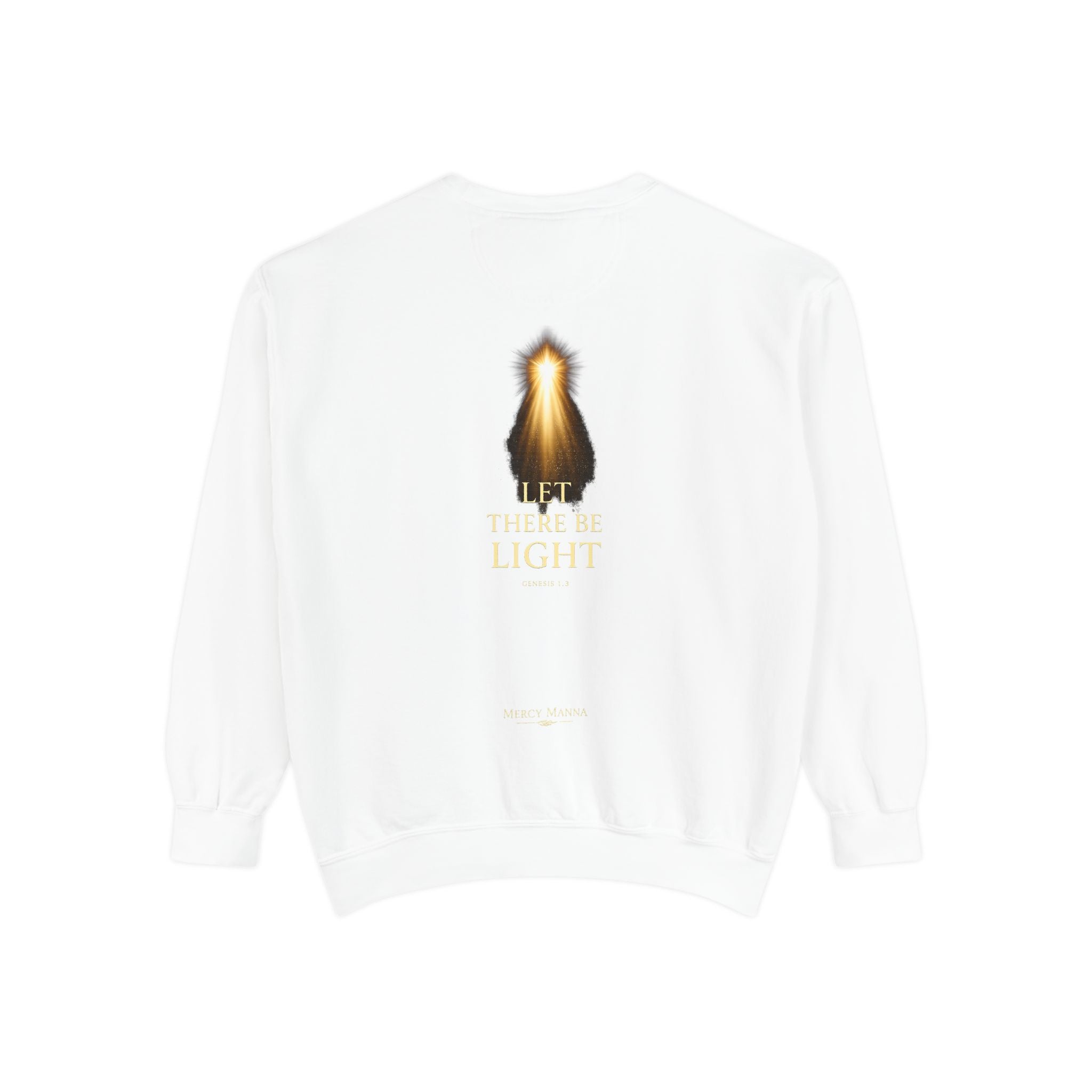 Christian Crewneck Sweatshirt — "Let There Be Light" Cozy Religious Light Figurine Sweatshirt