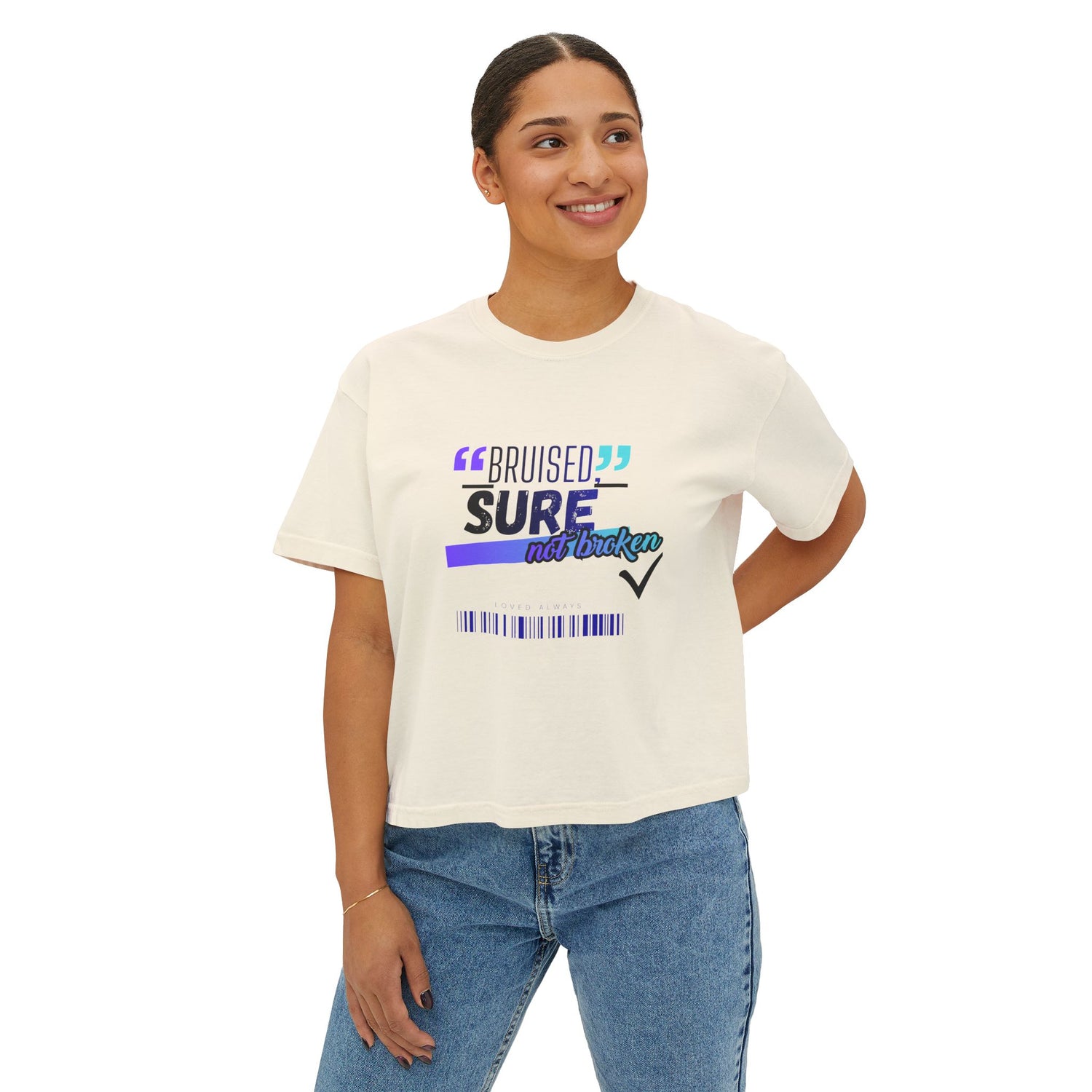 "Bruised But Not Broken" Retro Surf Boxy Graphic Tee — Women&