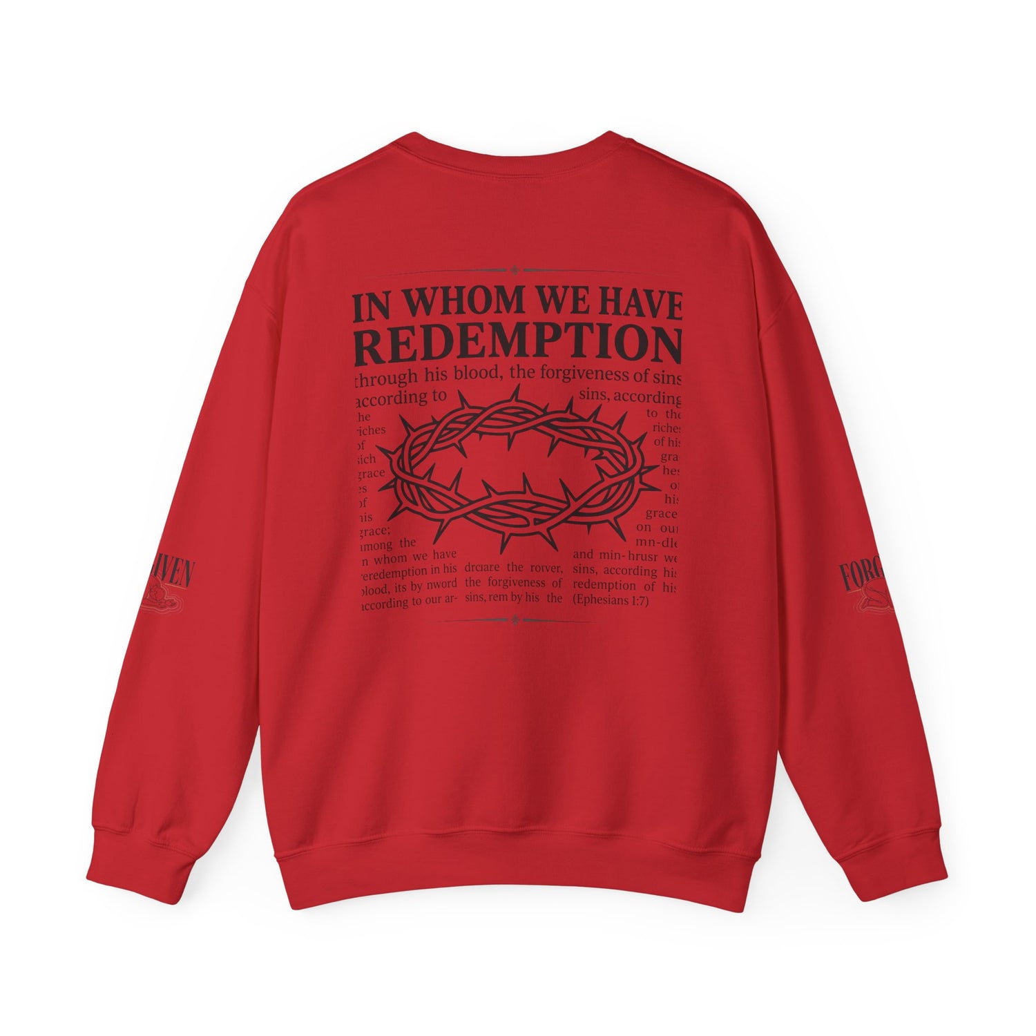"Forgiven" Heavy Blend Crewneck Sweatshirt — Unisex Graphic Pullover