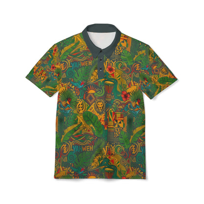 Tropical Kingdom Polo Shirt — All-Over Vibrant Botanical Print