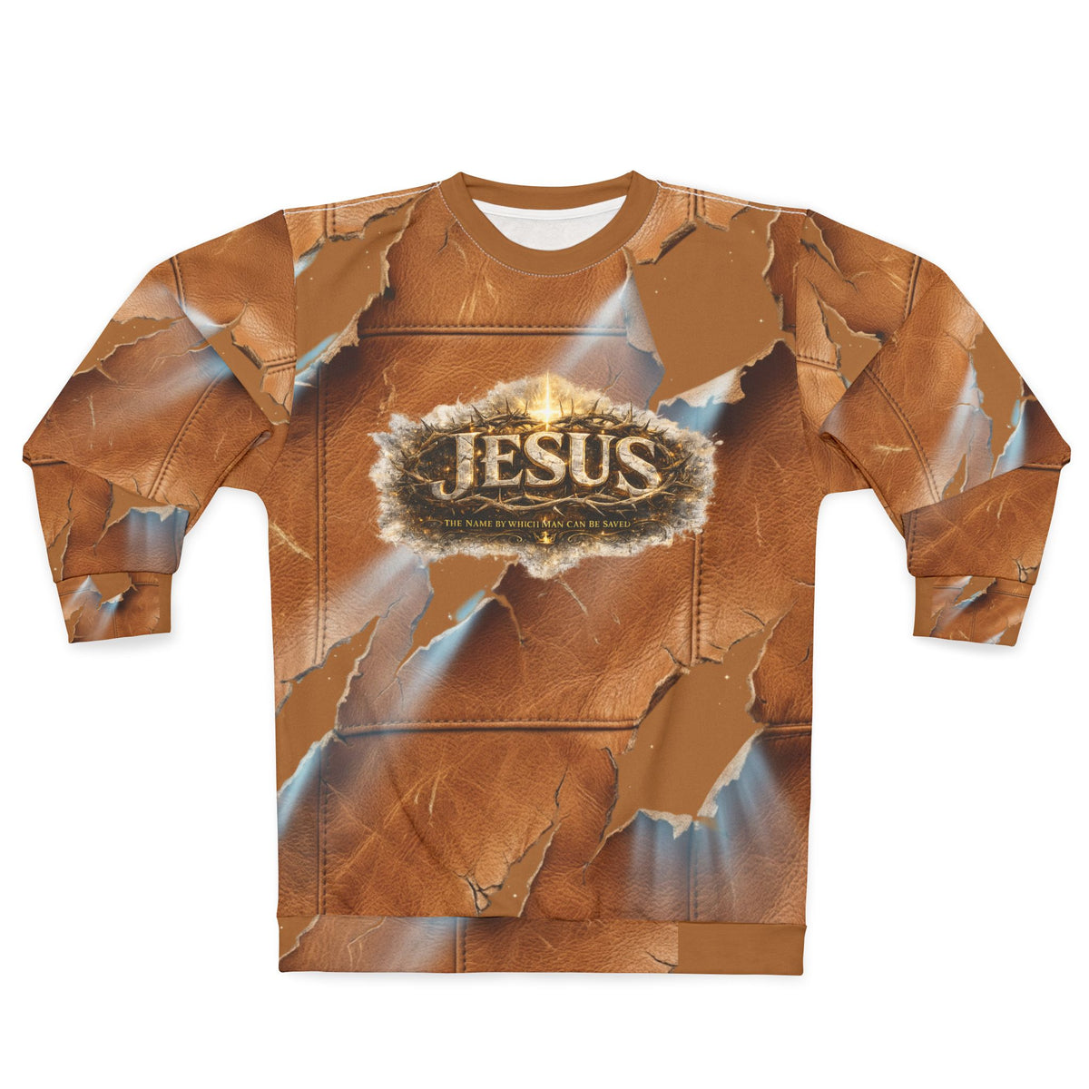 Graphic Sweatshirt — Vintage Torn-Leather All-Over Print