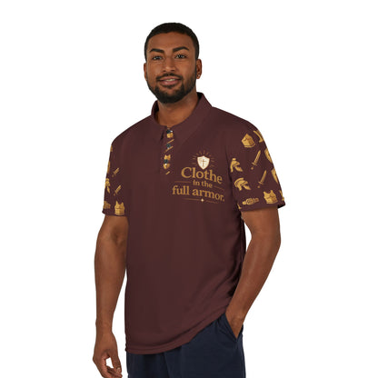 "Clothe in the Full Armor" Brown Graphic Polo Shirt — Unisex Ephesians 6:11