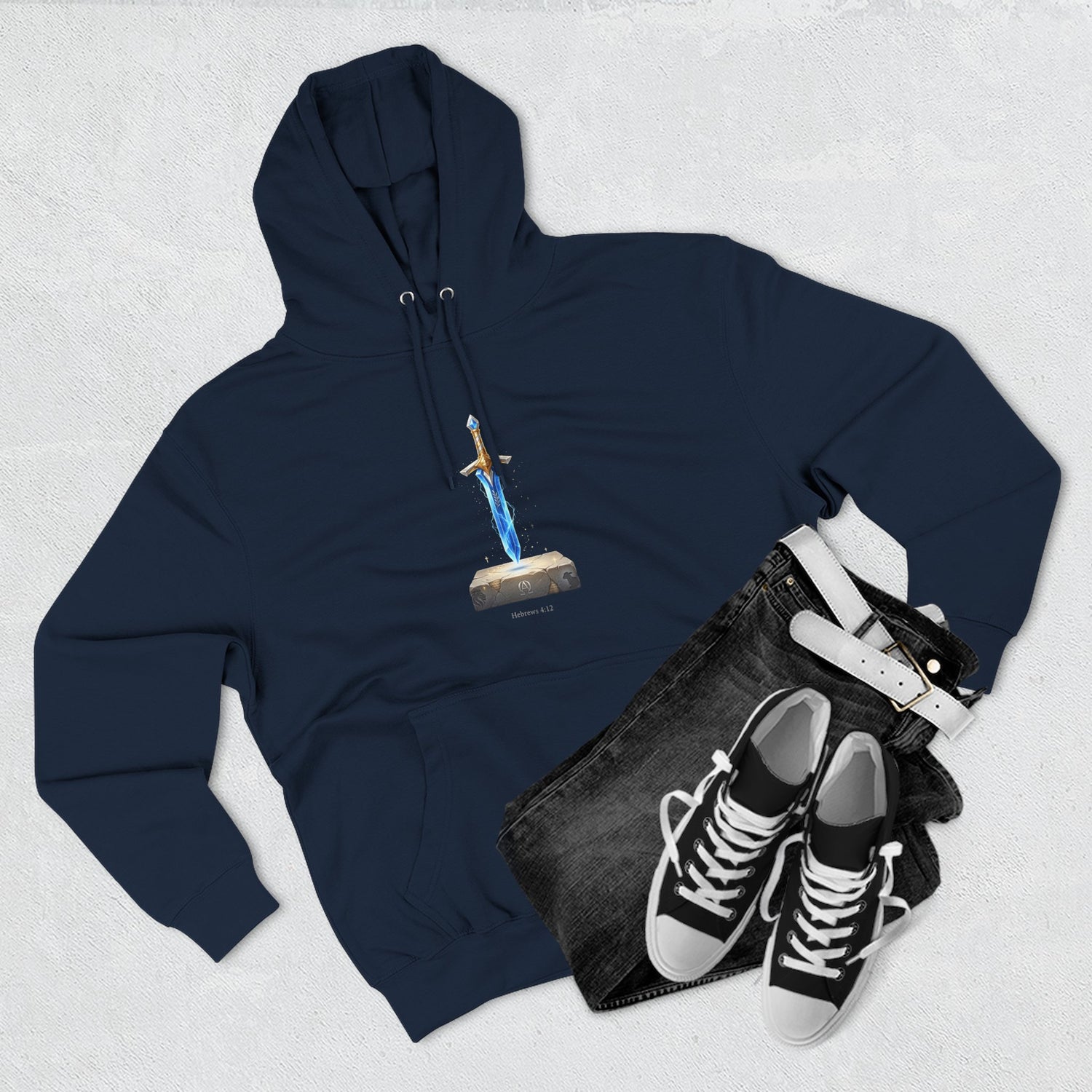 "Hebrews 4:12" Sword Graphic Pullover Hoodie — Unisex Fleece Sweatshirt