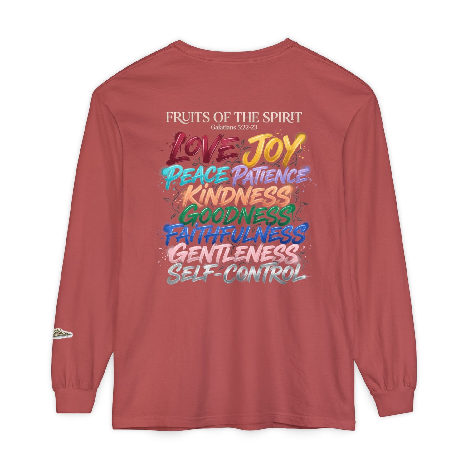 "Spirit Fruit" Galatians 5 Garment-Dyed Long Sleeve Tee — Unisex Graphic Shirt