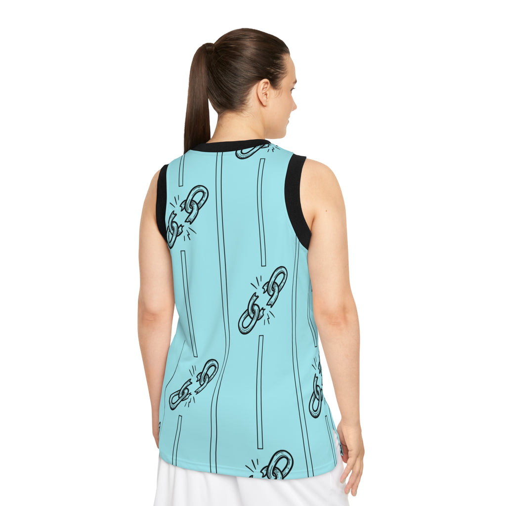 Freed From Fear Basketball Jersey — Aqua Chain Break Design
