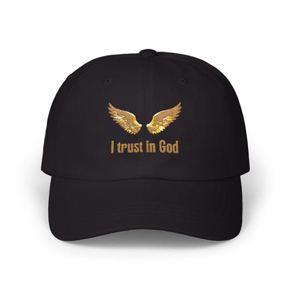 "I Trust in God" Gold Wing Embroidered Dad Cap — Adjustable Hat