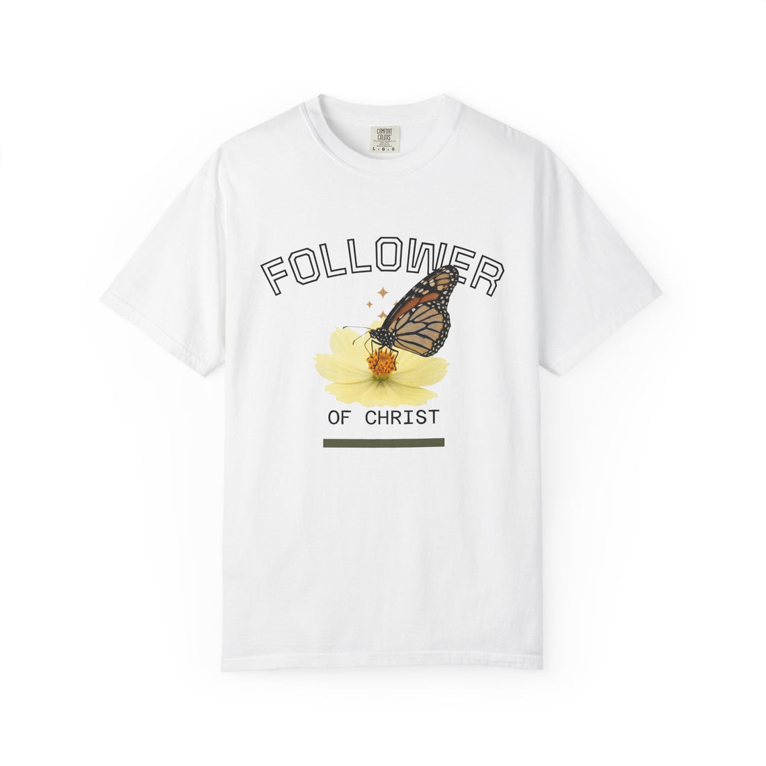 Butterfly Graphic T-Shirt — "Follow Me" 1 Corinthians 11:1 Unisex Tee