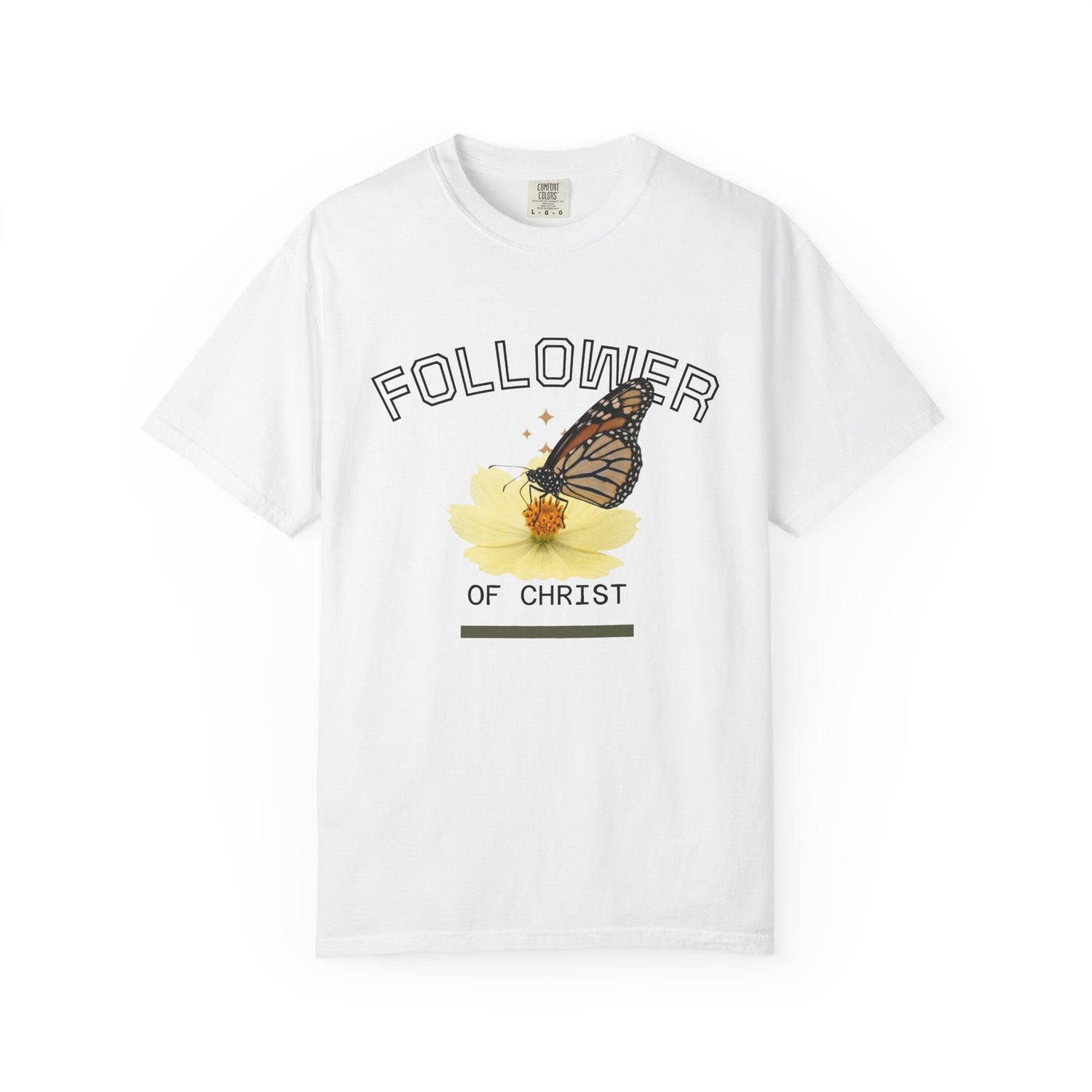 Butterfly Graphic T-Shirt — "Follow Me" 1 Corinthians 11:1 Unisex Tee