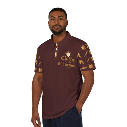 "Clothe in the Full Armor" Brown Graphic Polo Shirt — Unisex Ephesians 6:11