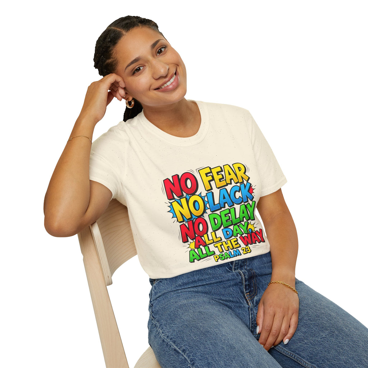 No Fear No Lack No Delay Tee — Psalm 23 Christian T-Shirt