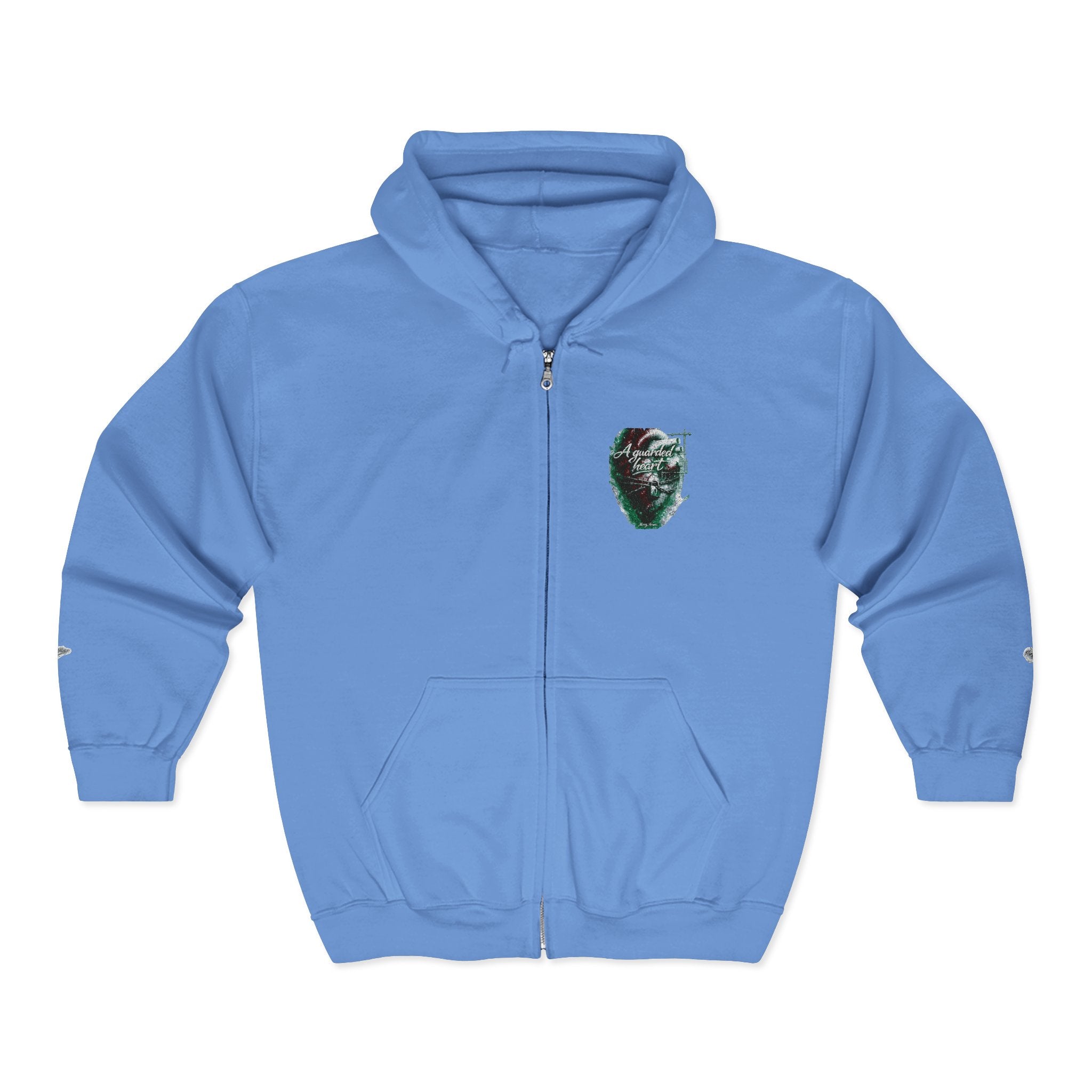 Christian Zip Hoodie — "A Guarded Heart" Abstract Faith Streetwear Jacket