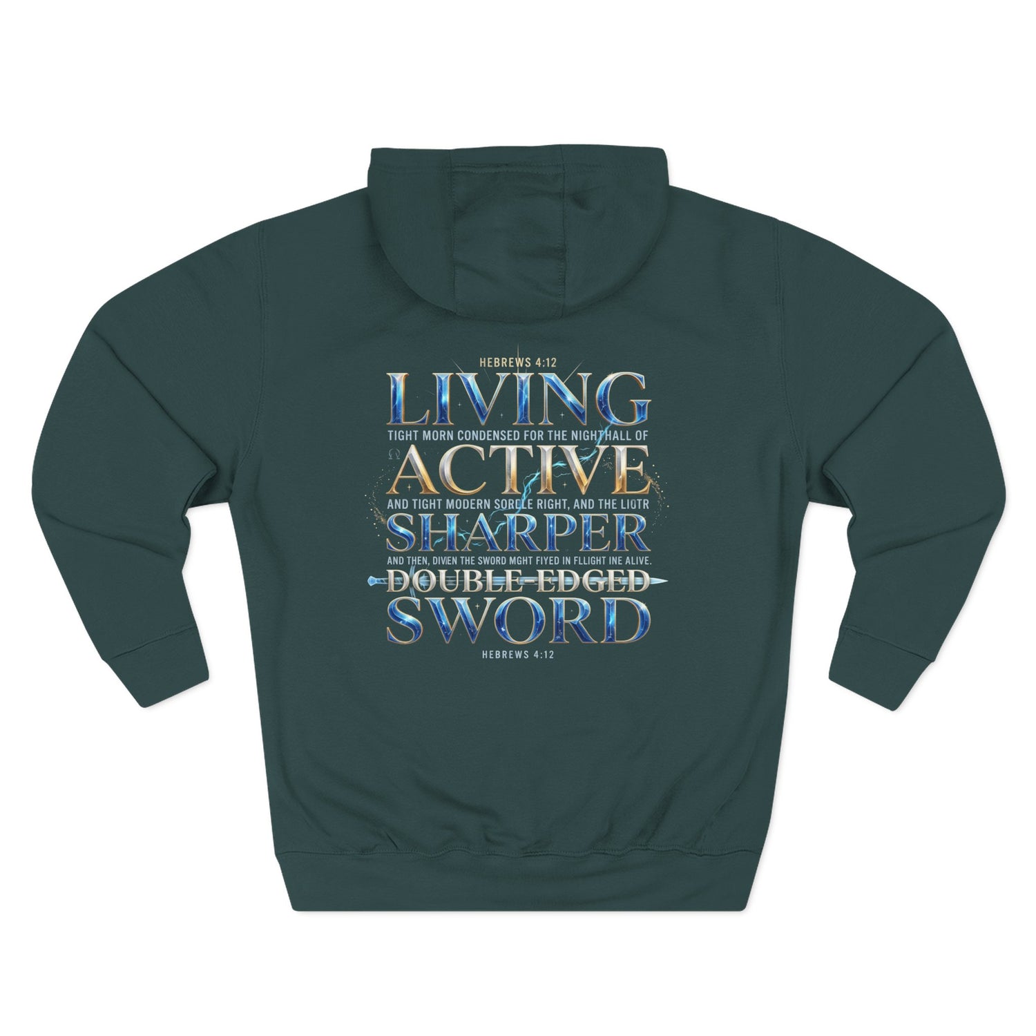 "Hebrews 4:12" Sword Graphic Pullover Hoodie — Unisex Fleece Sweatshirt