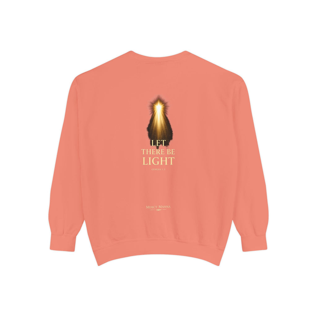 Christian Crewneck Sweatshirt — "Let There Be Light" Cozy Religious Light Figurine Sweatshirt