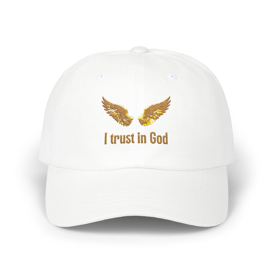 "I Trust in God" Gold Wing Embroidered Dad Cap — Adjustable Hat