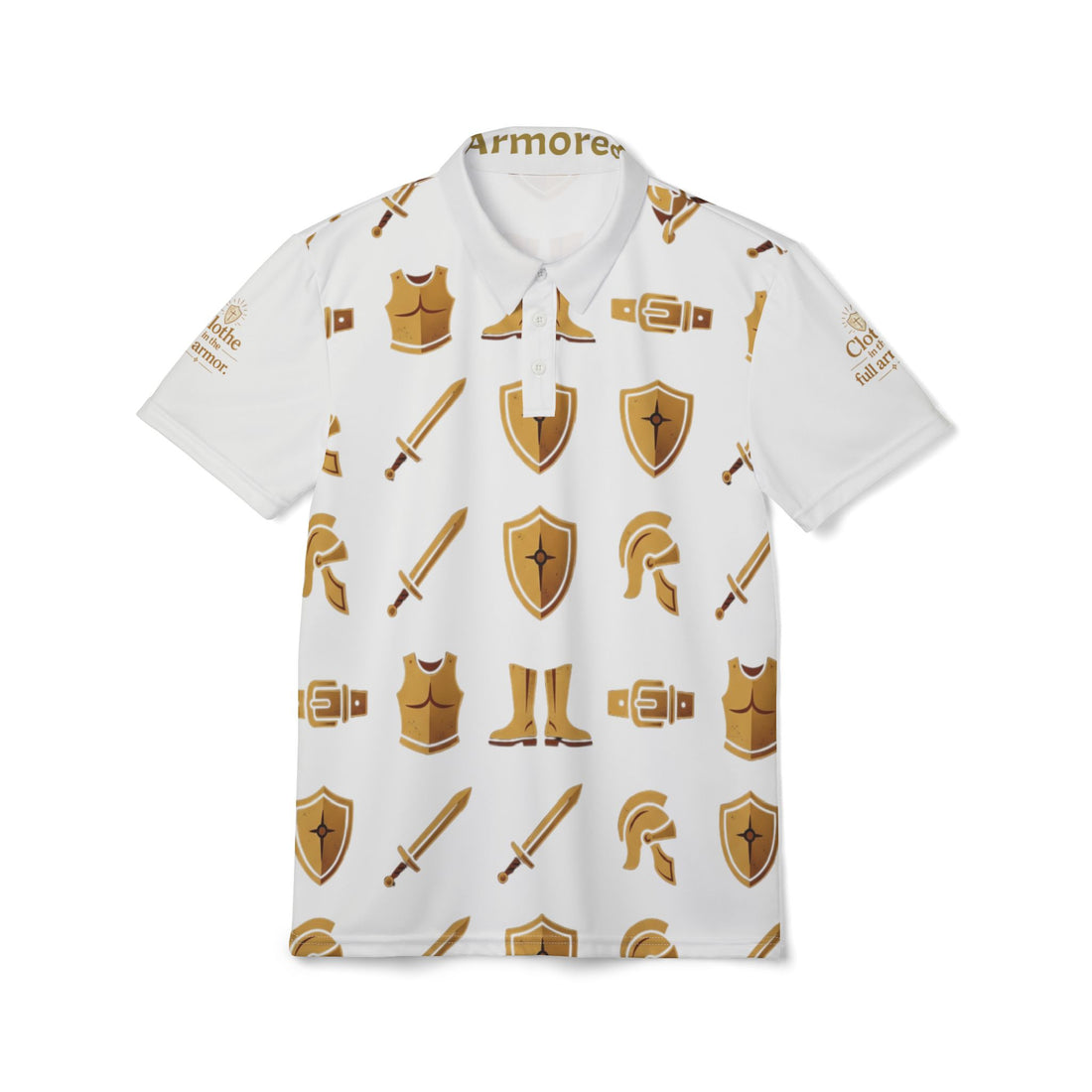 "Clothe in the Full Armor" All-Over Print Polo Shirt — Unisex Graphic Polo