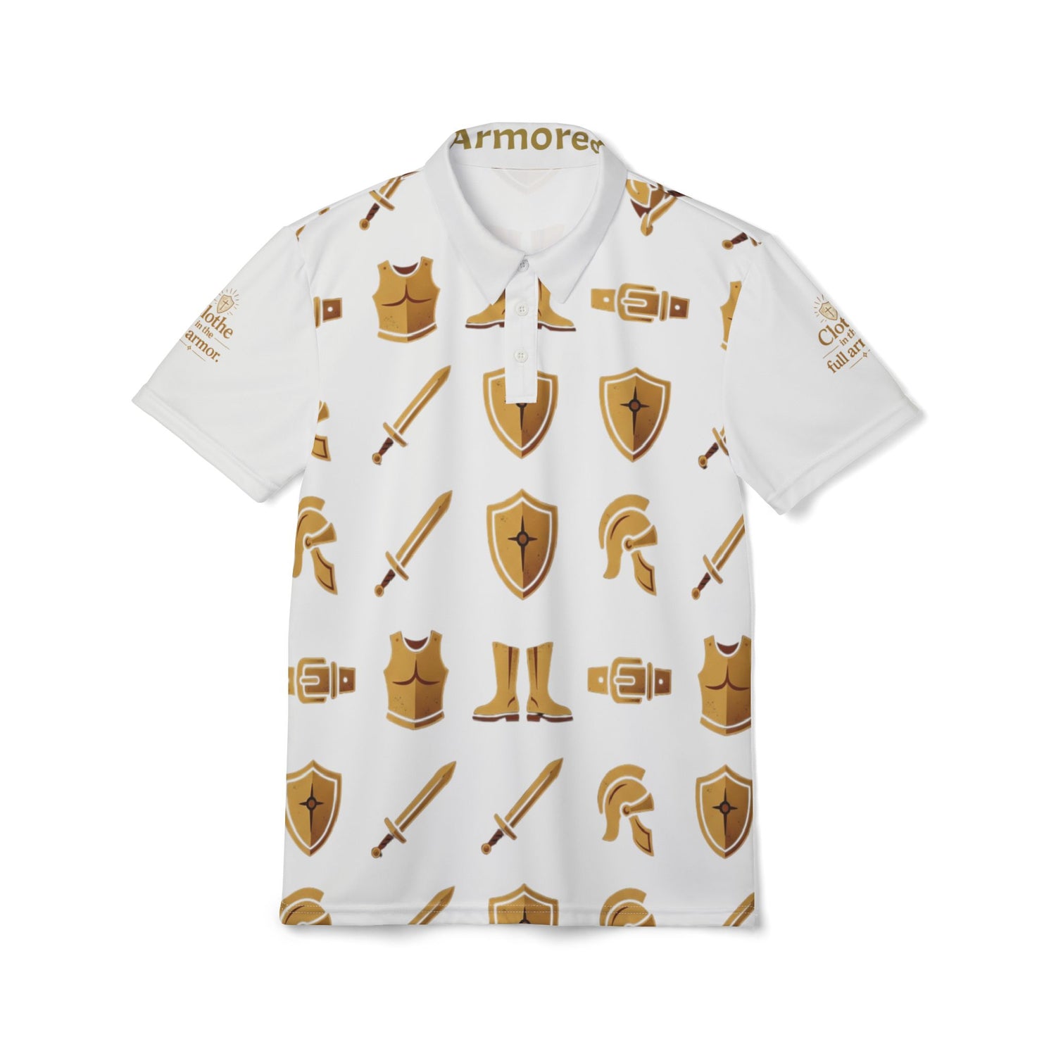 "Clothe in the Full Armor" All-Over Print Polo Shirt — Unisex Graphic Polo