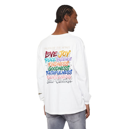 "Spirit Fruit" Galatians 5 Garment-Dyed Long Sleeve Tee — Unisex Graphic Shirt