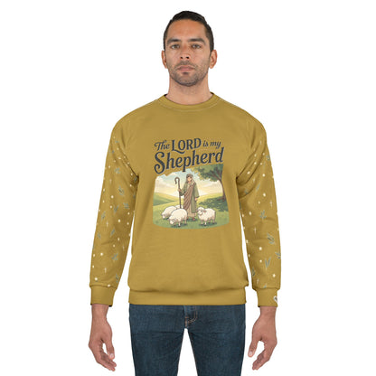 "The Lord Is My Shepherd" Graphic Crewneck Sweatshirt — Unisex Fleece Pullover