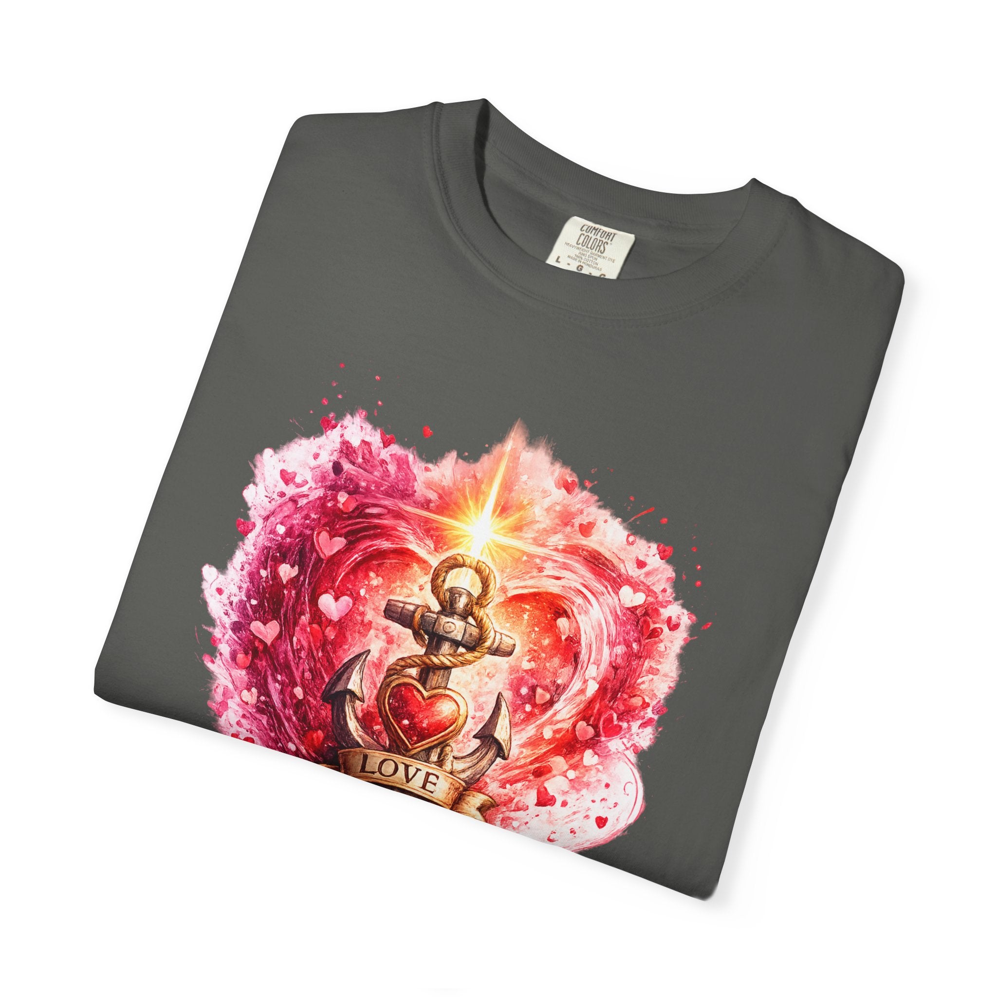 Love Never Fails Graphic Tee — Anchor Heart Print