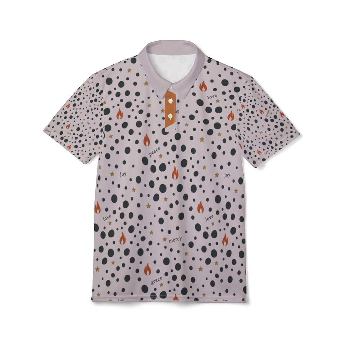 Speckled Flame &amp; Dot Pattern Polo Shirt — Unisex Casual Graphic Polo