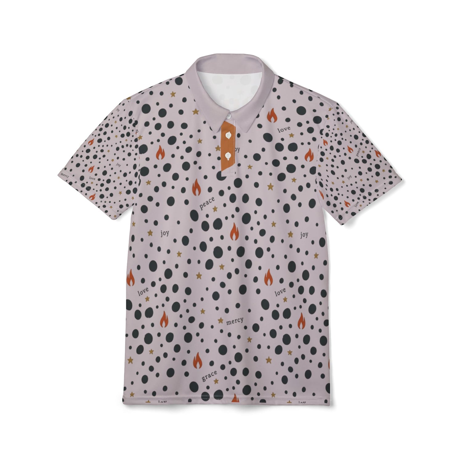 Speckled Flame &amp; Dot Pattern Polo Shirt — Unisex Casual Graphic Polo
