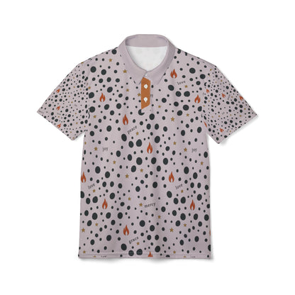 Speckled Flame &amp; Dot Pattern Polo Shirt — Unisex Casual Graphic Polo