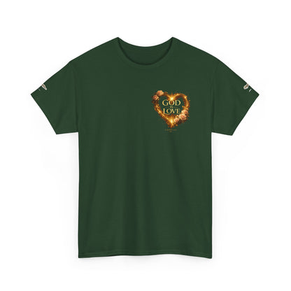 "God Is Love" Vintage Flaming Heart Graphic Tee — Unisex Cotton T-Shirt