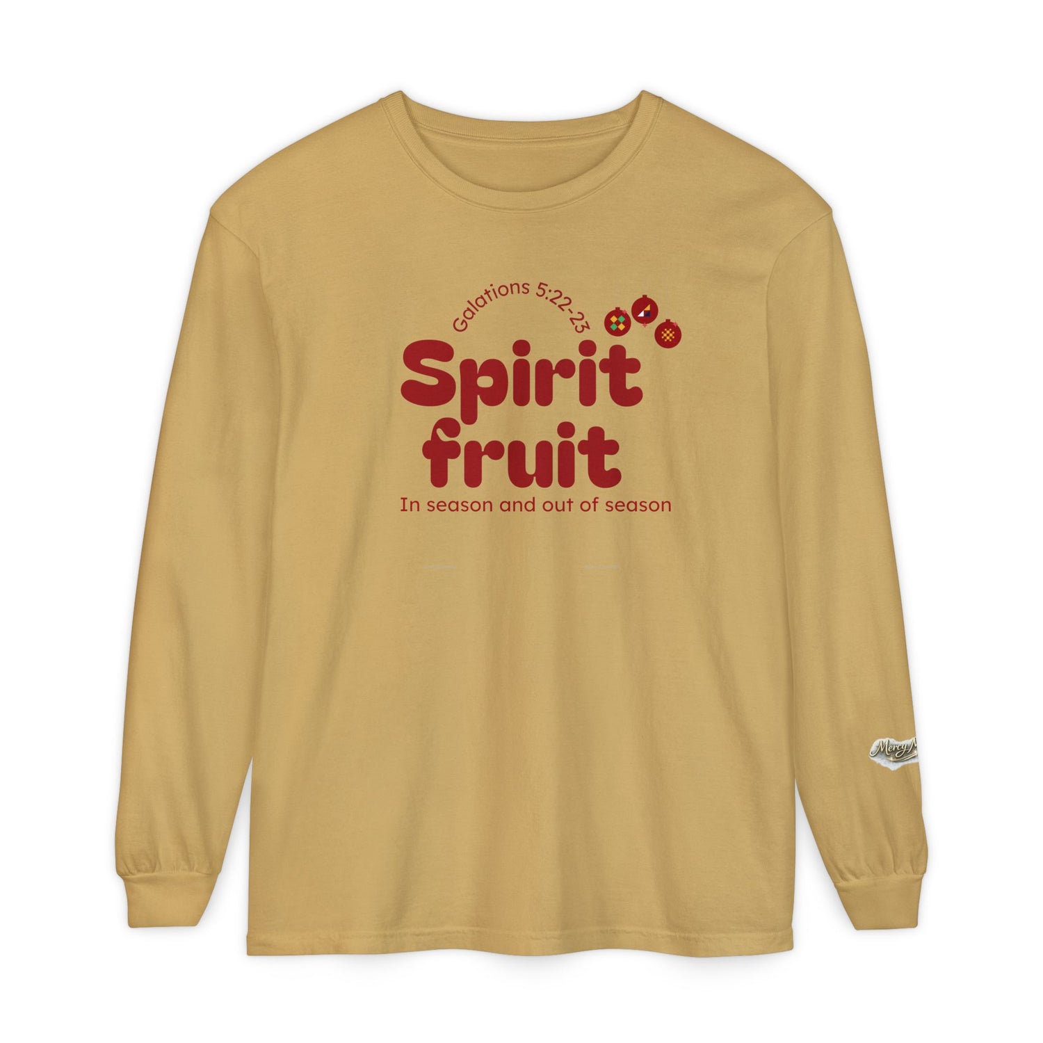 "Spirit Fruit" Galatians 5 Garment-Dyed Long Sleeve Tee — Unisex Graphic Shirt