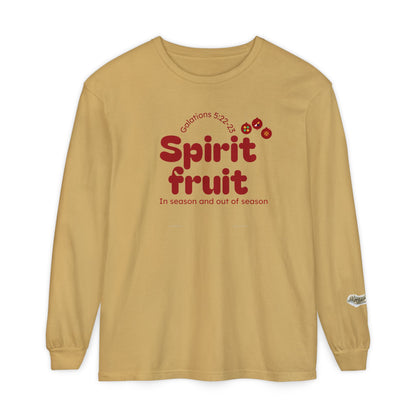"Spirit Fruit" Galatians 5 Garment-Dyed Long Sleeve Tee — Unisex Graphic Shirt